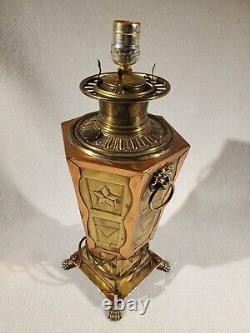 Antique 1889 1890 Bradley & Hubbard B&H Brass Electrified Oil Lamp Copper Brass