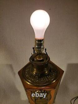 Antique 1889 1890 Bradley & Hubbard B&H Brass Electrified Oil Lamp Copper Brass