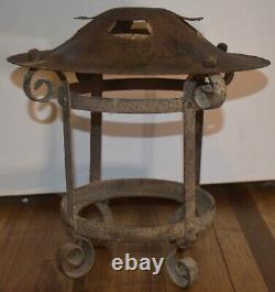 Antique 1890s Ornamental Metal Carriage House Gas Light Fixture Lantern Lamp