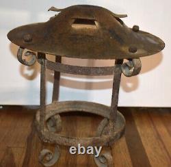 Antique 1890s Ornamental Metal Carriage House Gas Light Fixture Lantern Lamp