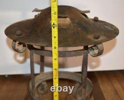 Antique 1890s Ornamental Metal Carriage House Gas Light Fixture Lantern Lamp