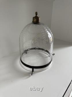 Antique 18th-19th Century Hand Blown, Etched Glass Bell Jar Lantern (Bell Jar)