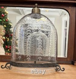 Antique 18th-19th Century Hand Blown, Etched Glass Bell Jar Lantern (Bell Jar)