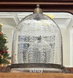 Antique 18th-19th Century Hand Blown, Etched Glass Bell Jar Lantern (Bell Jar)