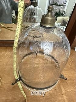 Antique 18th-19th Century Hand Blown, Etched Glass Bell Jar Lantern (Bell Jar)