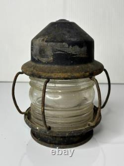 Antique 1900s Metal Caged Sea Ship Light Lantern Glass Globe 7 Nautical Salvage