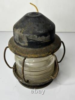 Antique 1900s Metal Caged Sea Ship Light Lantern Glass Globe 7 Nautical Salvage