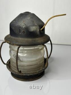 Antique 1900s Metal Caged Sea Ship Light Lantern Glass Globe 7 Nautical Salvage