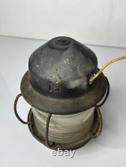 Antique 1900s Metal Caged Sea Ship Light Lantern Glass Globe 7 Nautical Salvage