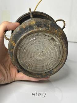 Antique 1900s Metal Caged Sea Ship Light Lantern Glass Globe 7 Nautical Salvage