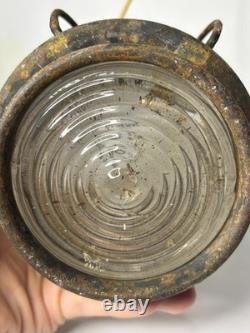 Antique 1900s Metal Caged Sea Ship Light Lantern Glass Globe 7 Nautical Salvage