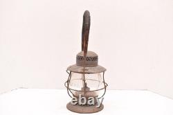 Antique 1906 TL Moore Elgin Raiload Santa Fe Lantern Wooden Handle AT & SF RR