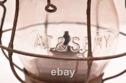 Antique 1906 TL Moore Elgin Raiload Santa Fe Lantern Wooden Handle AT & SF RR