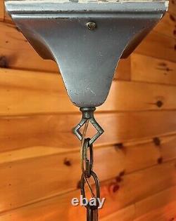 Antique 1910s 20s Nautical Lantern Hanging Ceiling Light Lantern Brass Tin Vtg