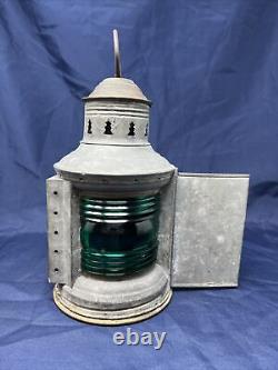Antique 1913 National Marine Lamp Co N. Y. Metal Ship Lantern Red & Green Lenses
