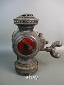 Antique 1914 Dietz Eureka Automobile Carriage Kerosene Oil Lamp Red Lens Lantern