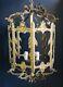 Antique 1920's Ornate Brass French Hanging Lantern Light No Glass 26