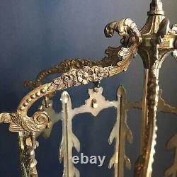 Antique 1920's Ornate Brass French Hanging Lantern Light No Glass 26