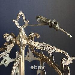 Antique 1920's Ornate Brass French Hanging Lantern Light No Glass 26