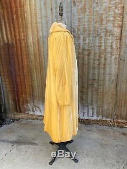 Antique 1920s Canary Yellow Silk Velvet Opera Dress Coat Lantern Sleeves Vintage