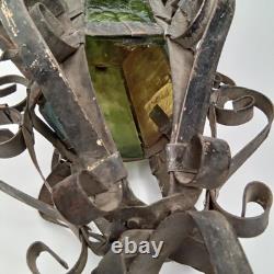 Antique 1920s Spanish Revival Gothic Wrought Iron Lantern Set Of 2 New Arrival