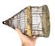 Antique 19thC BIRDCAGE WIRE & WOOD OLD PAINT Bird House Primitive Candle Lantern