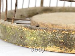 Antique 19thC BIRDCAGE WIRE & WOOD OLD PAINT Bird House Primitive Candle Lantern
