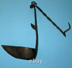 Antique 19th C 1800s Iron Betty Whale Oil Grease Post Lamp Lantern