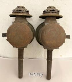 Antique 19th C. Carriage Lanterns Tin with Brass Trim