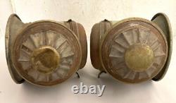 Antique 19th C. Carriage Lanterns Tin with Brass Trim