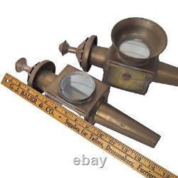 Antique 19th Century Brass Carriage Lantern Lamp Set Glass Lens Buggy Coach Car