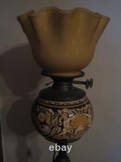 Antique 19th Century Bronze Floor Lamp Majolica Dated 1873