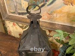 Antique 19th Century English Black Metal Lantern