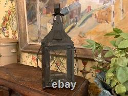 Antique 19th Century English Black Metal Lantern