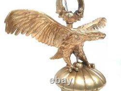 Antique 26´´ Lamp Lantern Chandelier Figural Eagle Lions French Bronze Restored
