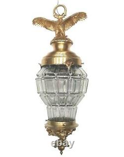 Antique 26´´ Lamp Lantern Chandelier Figural Eagle Lions French Bronze Restored