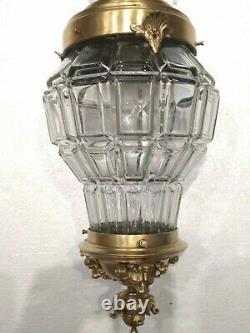 Antique 26´´ Lamp Lantern Chandelier Figural Eagle Lions French Bronze Restored