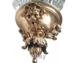 Antique 26´´ Lamp Lantern Chandelier Figural Eagle Lions French Bronze Restored