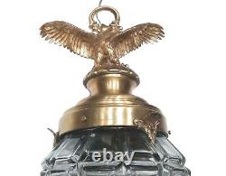 Antique 26´´ Lamp Lantern Chandelier Figural Eagle Lions French Bronze Restored