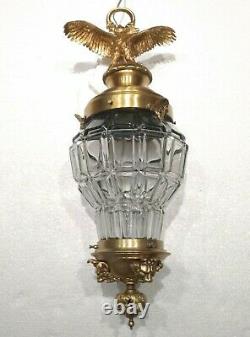 Antique 26´´ Lamp Lantern Chandelier Figural Eagle Lions French Bronze Restored