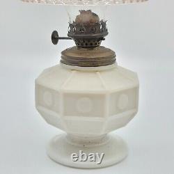 Antique 3pc Lamp Miniature Oil Milk Glass Old Vintage Swag Design Shade