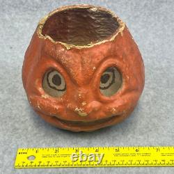 Antique 6 Paper Mache Halloween Jack O Lantern Candy Container German VTG