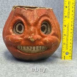 Antique 6 Paper Mache Halloween Jack O Lantern Candy Container German VTG