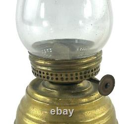 Antique 7' brass skaters lantern lamp light kerosene clear globe