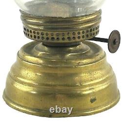 Antique 7' brass skaters lantern lamp light kerosene clear globe