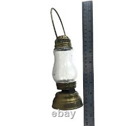 Antique 7' brass skaters lantern lamp light kerosene clear globe