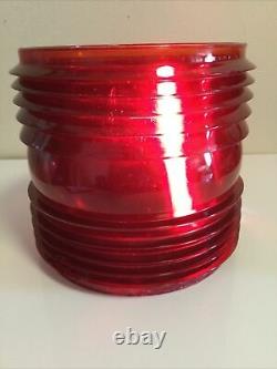 Antique 8corning Convoy Red Glass Fresnel Or Globe For A Nautical Boat Lantern