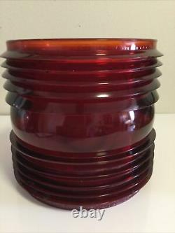 Antique 8corning Convoy Red Glass Fresnel Or Globe For A Nautical Boat Lantern