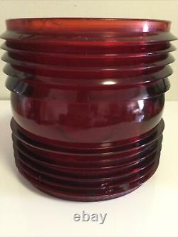 Antique 8corning Convoy Red Glass Fresnel Or Globe For A Nautical Boat Lantern