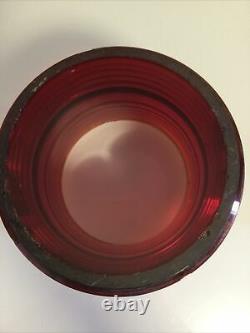 Antique 8corning Convoy Red Glass Fresnel Or Globe For A Nautical Boat Lantern